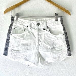 LF THE BRAND White Distressed Denim Shorts